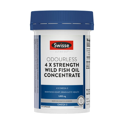 Swisse Ultiboost Odourless 4x Strength Wild Fish Oil Concentrate 60 Capsules - Chemist Warehouse UAE