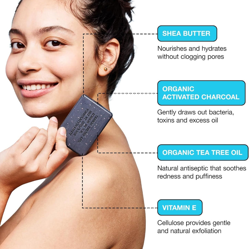 Carbon Theory Charcoal & Tea Tree Oil Breakout Control Exfoliating Body Bar 100g