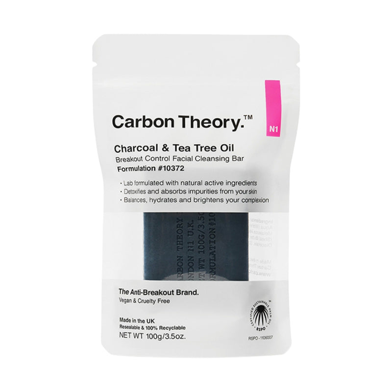 Carbon Theory Charcoal & Tea Tree Oil Breakout Control Facial Cleansing Bar 100g