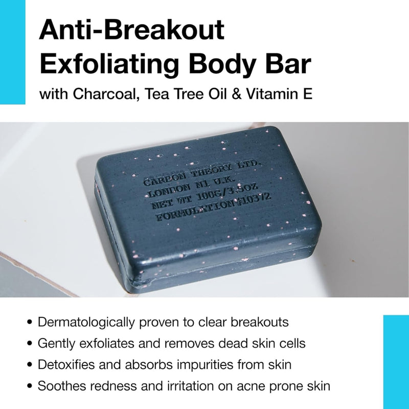 Carbon Theory Charcoal & Tea Tree Oil Breakout Control Exfoliating Body Bar 100g