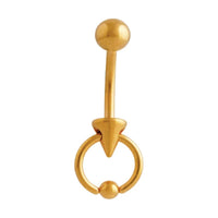 Studex Gold Plated 14g 10mm Ringbell Spike Navel
