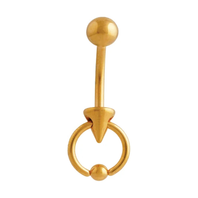 Studex Gold Plated 14g 10mm Ringbell Spike Navel