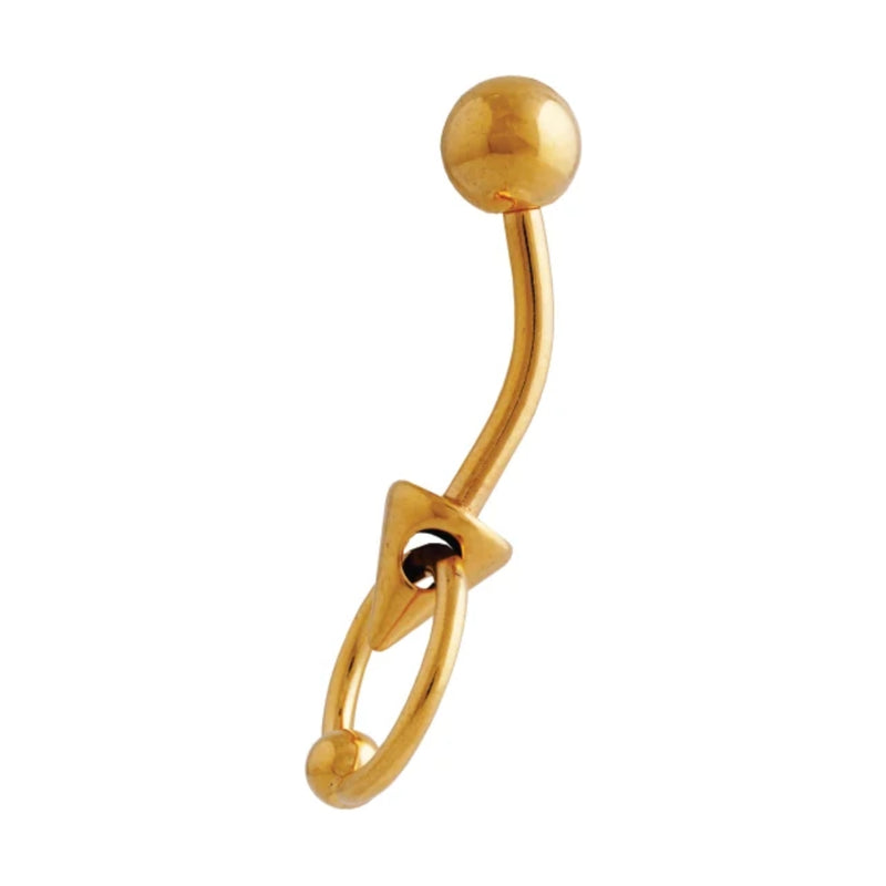 Studex Gold Plated 14g 10mm Ringbell Spike Navel