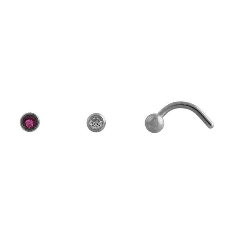 Studex Stainless Steel 20g 1mm Nose Screw Ball/Crystal/Retainer