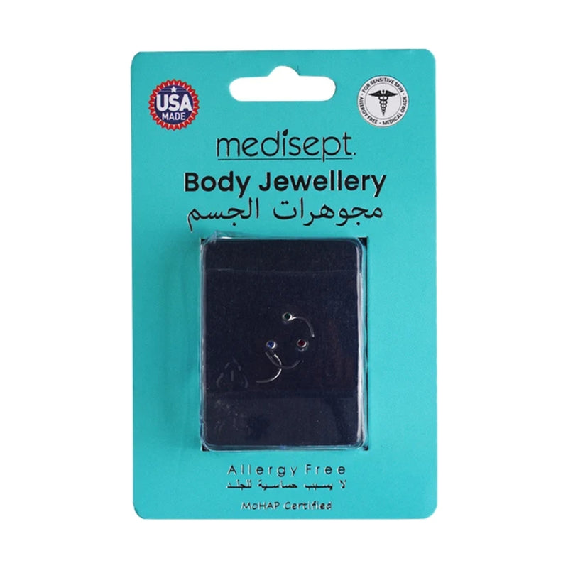 Studex Stainless Steel 20g 1mm Nose Screw Light Siam/Emerald/Sapphire