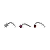 Studex Stainless Steel 20g 1mm Nose Screw Star/Rose/Ruby