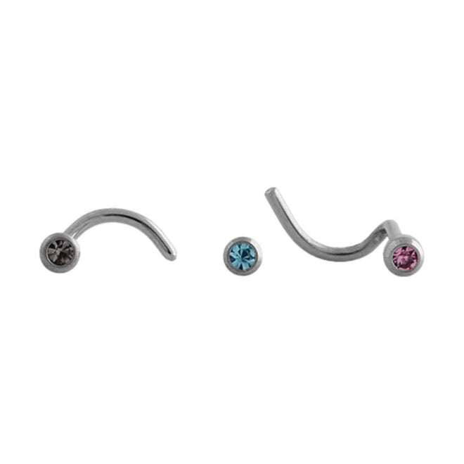 Studex Stainless Steel 20g 1mm Nose Screw Crystal/Rose/Nose Bone Aquamarine
