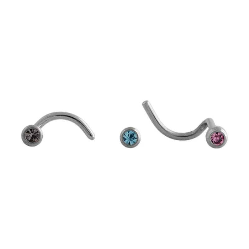 Studex Stainless Steel 20g 1mm Nose Screw Crystal/Rose/Nose Bone Aquamarine
