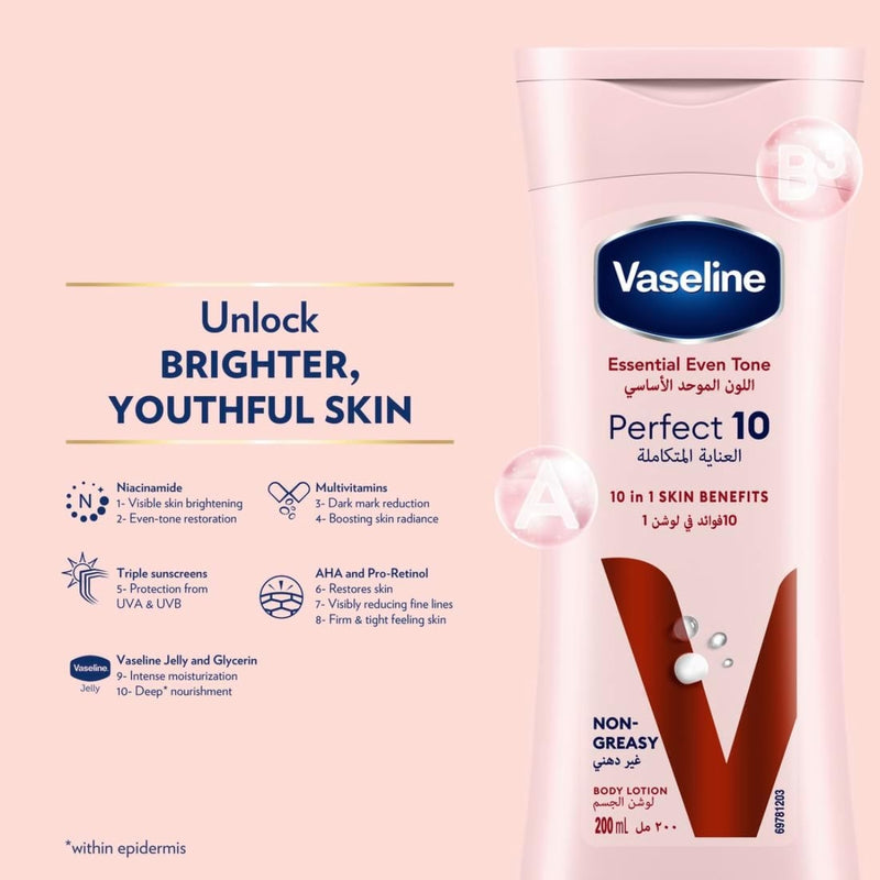 Vaseline Body Lotion Essential Even Tone Perfect 10 200ml
