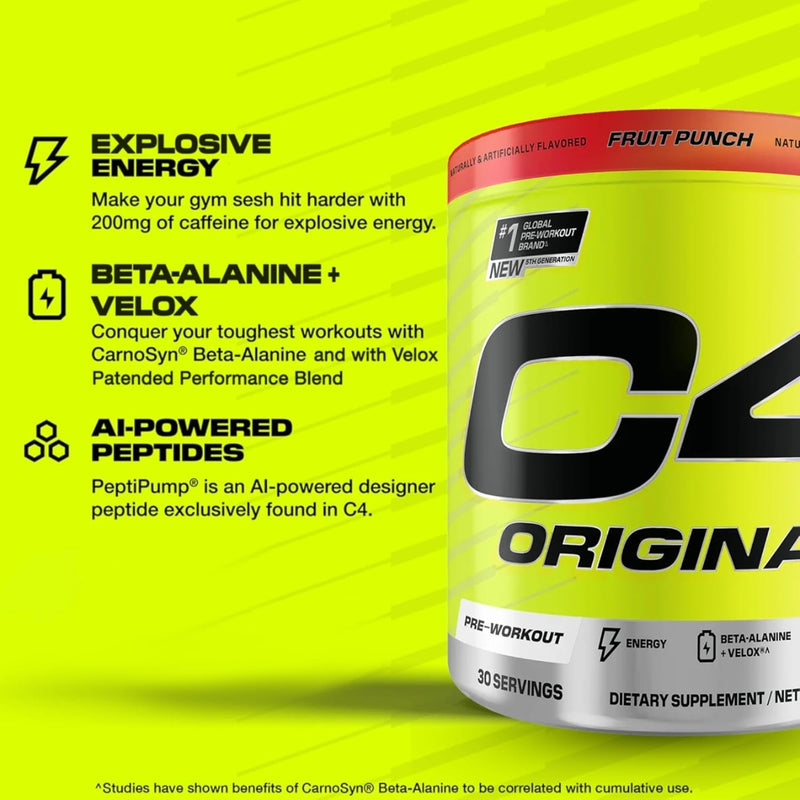 Cellucor C4 Original Pre Workout Powder Fruit Punch 30 Serves 195g