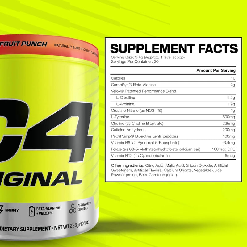 Cellucor C4 Original Pre Workout Powder Fruit Punch 30 Serves 195g