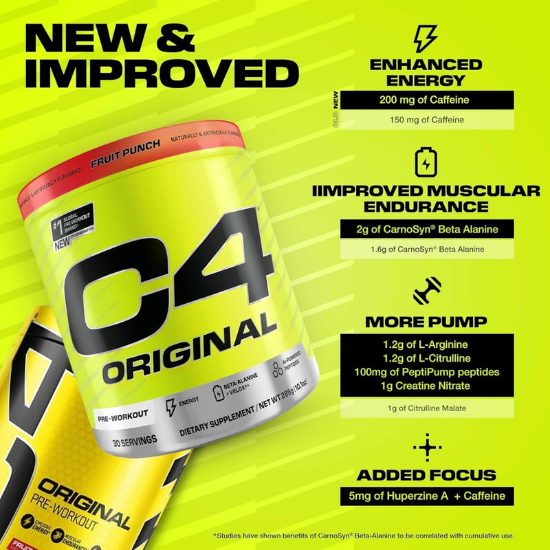 Cellucor C4 Original Pre Workout Powder Fruit Punch 30 Serves 195g