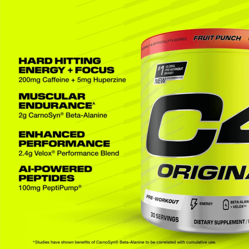 Cellucor C4 Original Pre Workout Powder Fruit Punch 30 Serves 195g