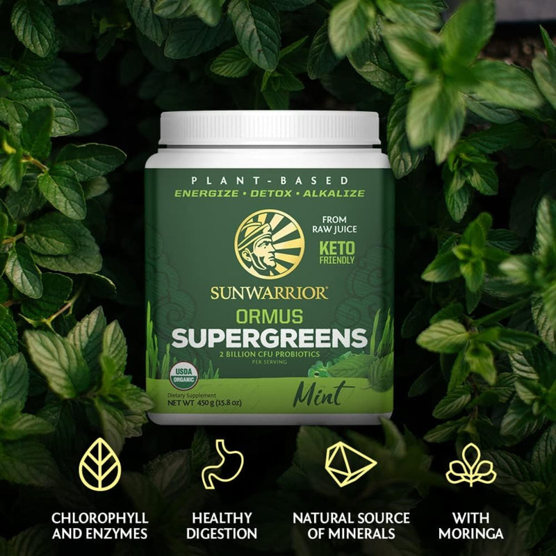 Sun Warrior Ormus Supergreens Organic Mint 225g