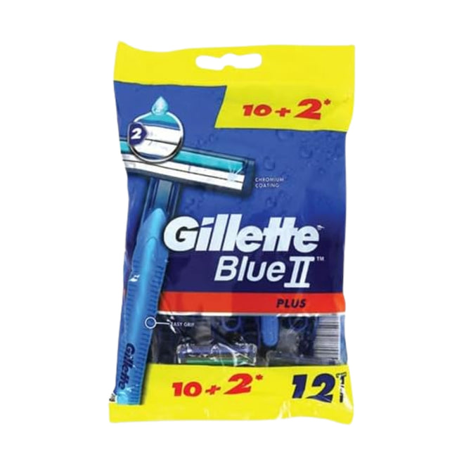 Gillette Razor Disposable Blue II Plus 10+2 Count