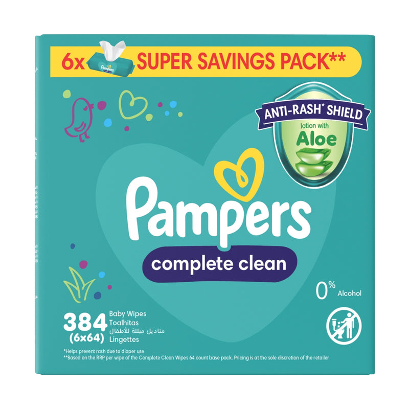 Pampers Baby Wipes Complete Clean Aloe 384 Pack