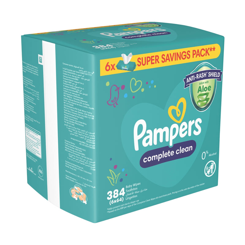 Pampers Baby Wipes Complete Clean Aloe 384 Pack