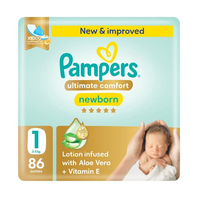 Pampers Diapers Premium Care Taped Size 1 (2-5kg) 86 Pieces