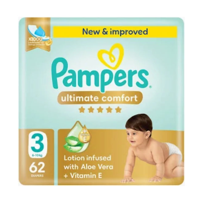 Pampers Diapers Ultimate Comfort Taped Size 3 (6-10kg) 62 Pieces