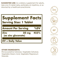 Solgar Zinc 50mg 100 Tablets