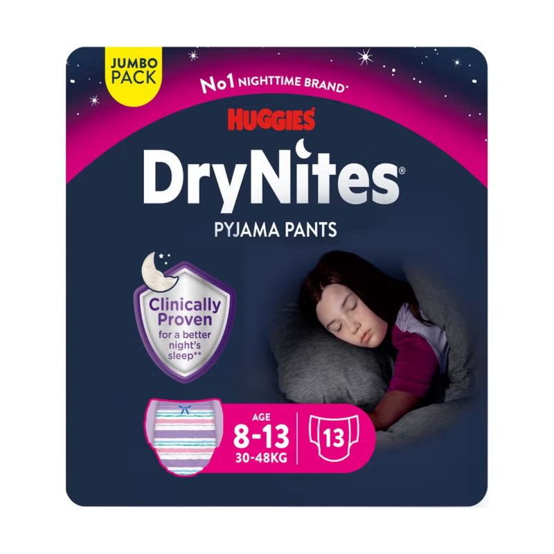 Huggies Drynites Pyjama Pants Jumbo Pack Teen 8-13 Years (30-48kg) Girl 13 Pieces