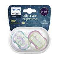 Philips Avent Ultra Air Soother Nighttime 0-6 Months Girl 2 Pack