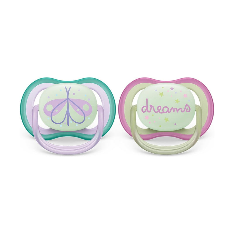 Philips Avent Ultra Air Soother Nighttime 0-6 Months Girl 2 Pack