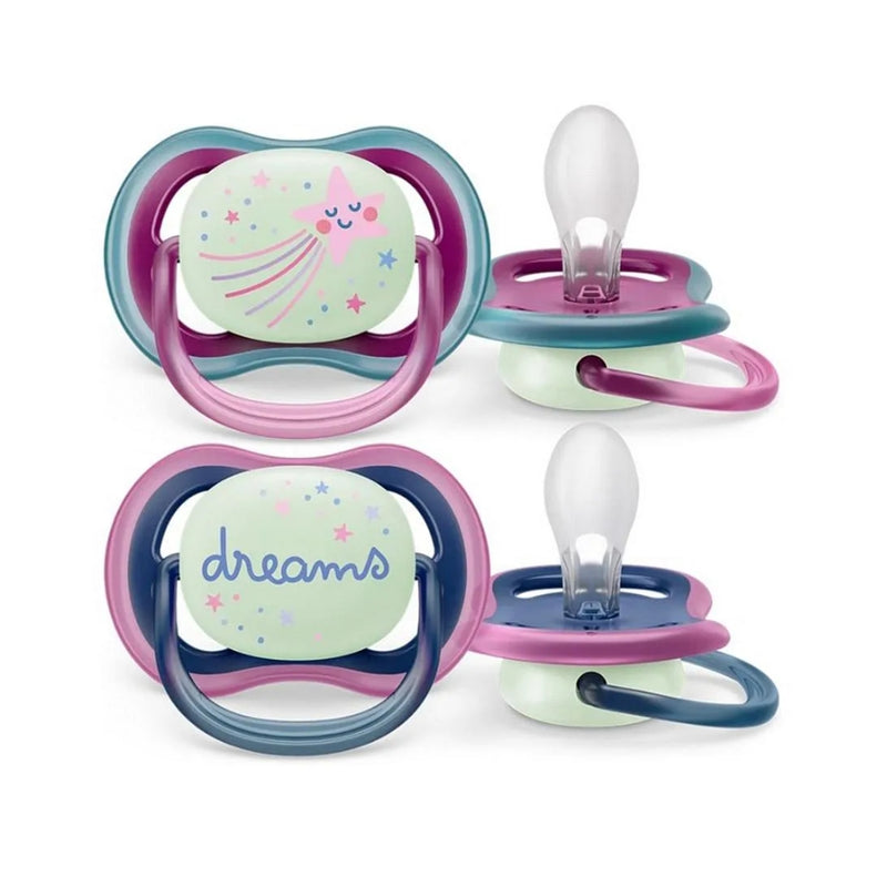 Philips Avent Ultra Air Soother Nighttime 6-18 Months Girl 2 Pack