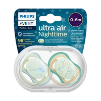 Philips Avent Ultra Air Soother Nighttime 0-6 Months Boy 2 Pack