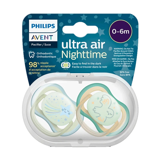 Philips Avent Ultra Air Soother Nighttime 0-6 Months Boy 2 Pack