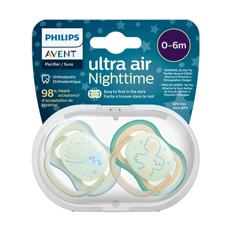 Philips Avent Ultra Air Soother Nighttime 0-6 Months Boy 2 Pack