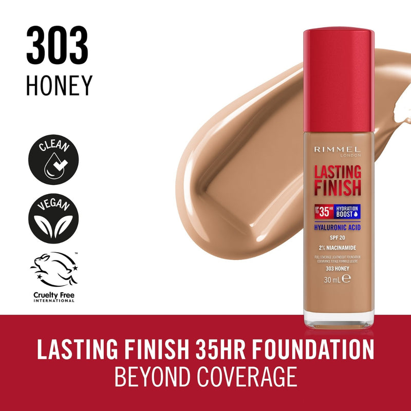 Rimmel Lasting Finish Full Coverage Lightweight Foundation 303 Honey 30ml