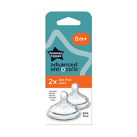 Tommee Tippee Anti Colic Teat Fast Flow 6M+ 2 Pack
