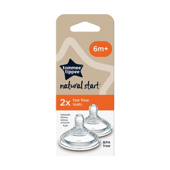 Tommee Tippee Closer to Nature Teats Fast Flow 6M+ 2 Pack