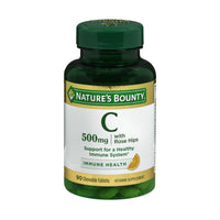 Natures Bounty Vitamin C 500mg With Rose Hips 90 Chewable Tablets