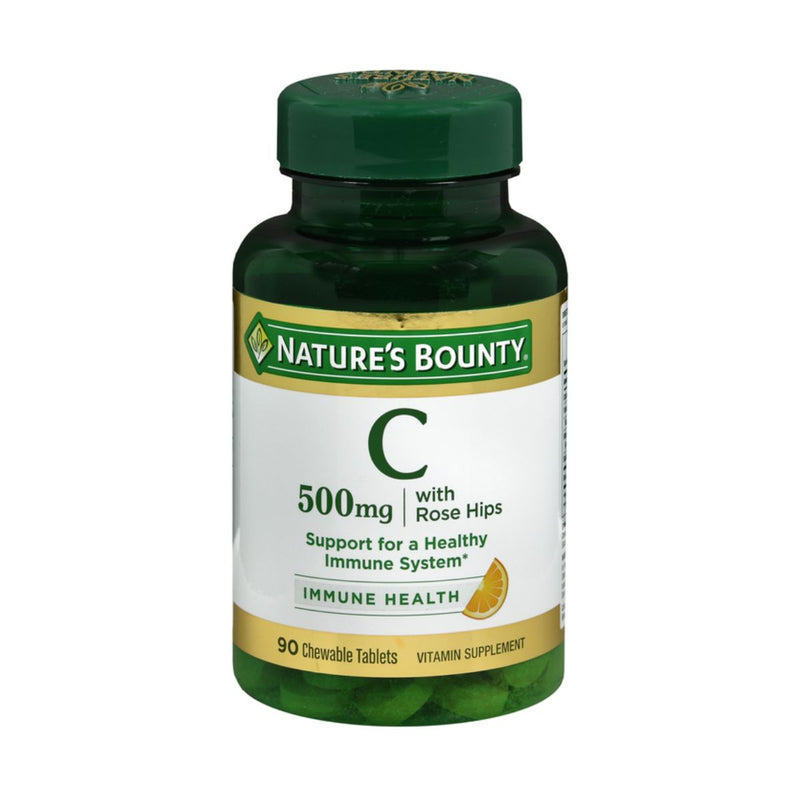 Natures Bounty Vitamin C 500mg With Rose Hips 90 Chewable Tablets