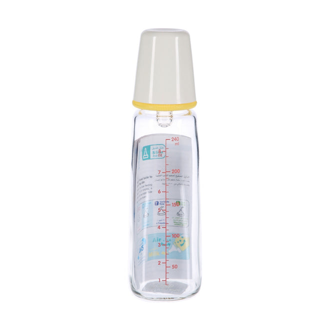 Pigeon Glass Feeding Bottle White Cap 240ml