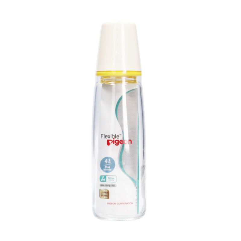 Pigeon Glass Feeding Bottle White Cap 240ml