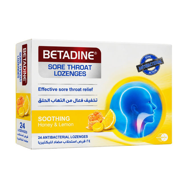 Betadine Sore Throat Soothing Honey & Lemon 24 Lozenges