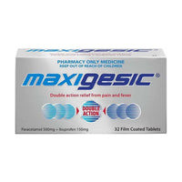 Maxigesic 500mg/150mg Double Action 32 Tablets