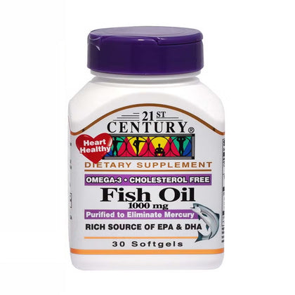 21st Century Omega 3 Fish Oil 1000mg 30 Softgels