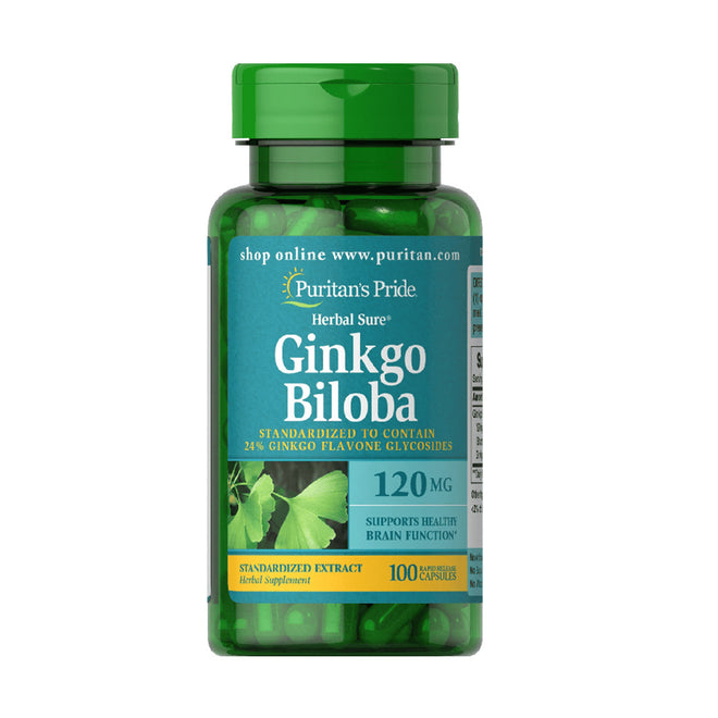 Puritans Pride Ginkgo Biloba Standardized Extract 120mg 100 Caplets