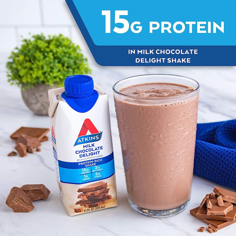 Atkins Protein Rich Shake Ready To Drink Milk Chocolate Delight 325ml