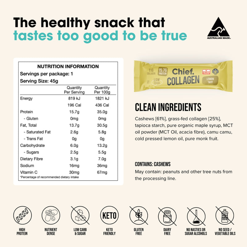Chief Collagen Protein Bar Lemon Tart 45g