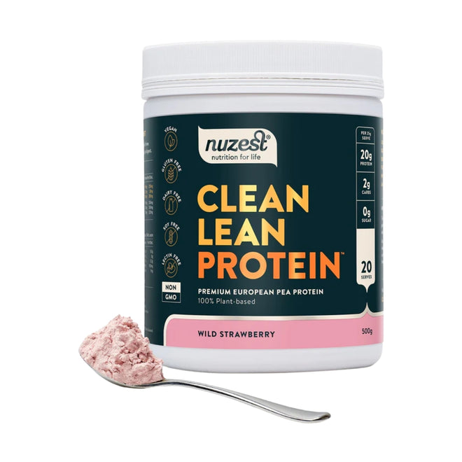 Nuzest Clean Lean Premium Pea Protein Drink Mix Wild Strawberry 500g