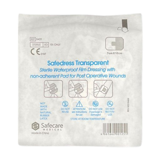 Wolaid Safedress Transparent Sterile Film Dressing With Pad 7cmx10cm