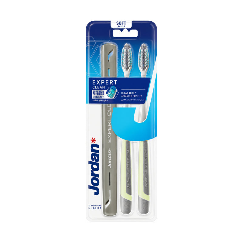 Jordan Toothbrush Expert Clean with Travel Case Soft 2 Pack