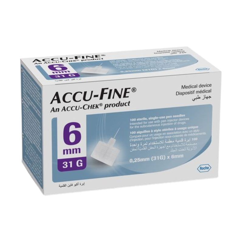 Accu-Fine Insulin Pen Needles Sterile 32gx6mm 100 Packs
