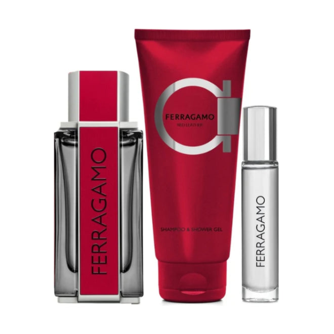 Salvatore Ferragamo Red Leather (M) Set EDP 100ml + EDP 10ml + Shampoo & Showergel 100ml