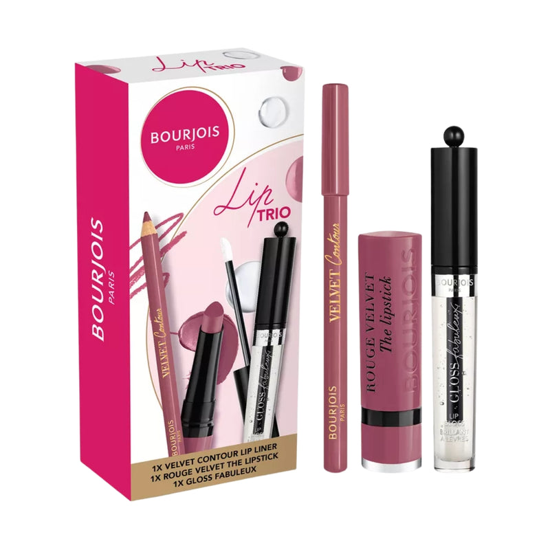 Bourjois Lip Trio Lip Liner + Velvet the Lipstick + Gloss Fabuleux Promo Set